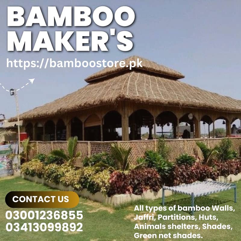 Jaffri walls/bamboo work/bamboo huts/animal shelter/parking shades 4
