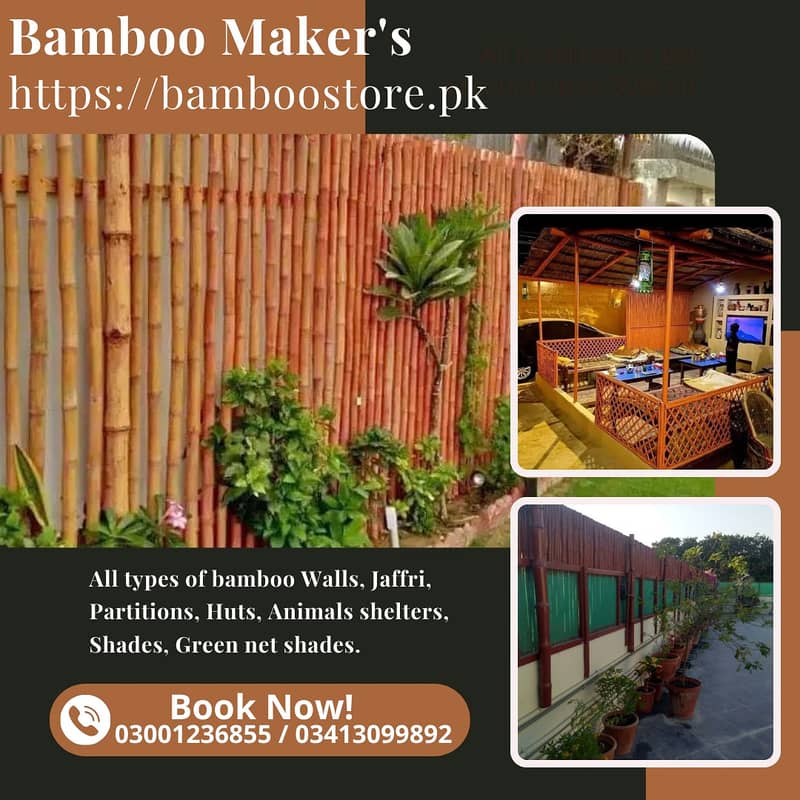 Jaffri walls/bamboo work/bamboo huts/animal shelter/parking shades 5