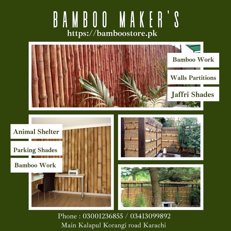 Jaffri walls/bamboo work/bamboo huts/animal shelter/parking shades 12