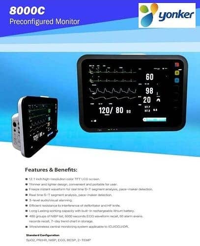 Patient Cardiac Monitor Vital Sign Monitor, BP apparatus, Saturation. 2