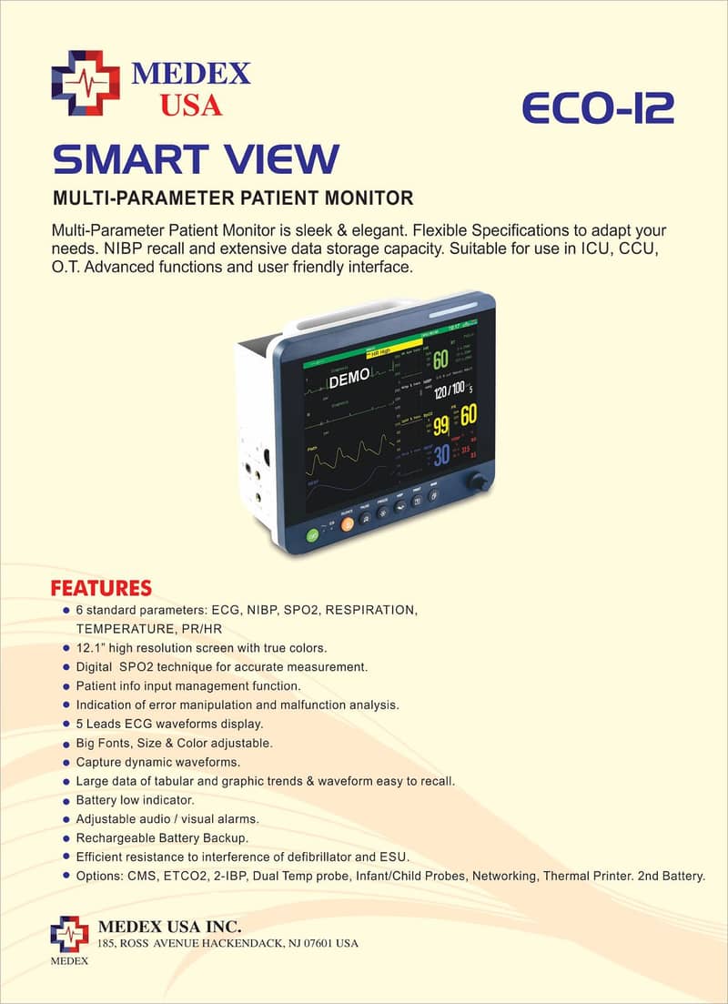 Patient Cardiac Monitor Vital Sign Monitor, BP apparatus, Saturation. 4