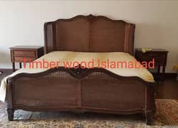 Cane double bed set 0