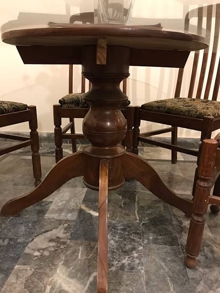 Glass top solid wooden base Dinning table 1