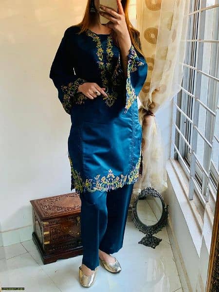 embroidered kurta with trouser 16
