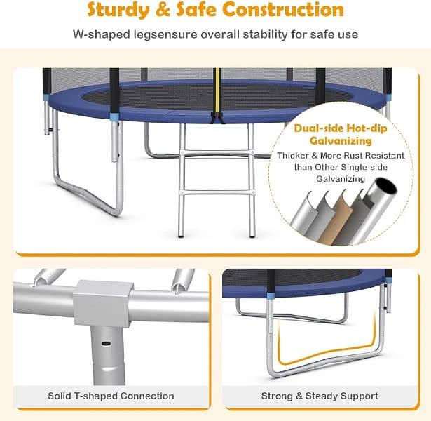 Trampoline, 8FT 10FT 12FT 14FT 15FT 16FT Trampolines Safety Net Ladder 2