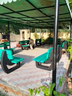Cement, Concrete Bench, Chair and table for outdoor garden