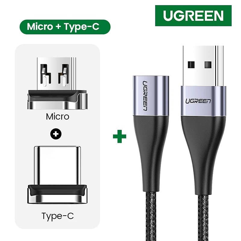 UGREEN Magnetic 3A Dual Socket Fast Charging Cell Mobile Phone Cable 7