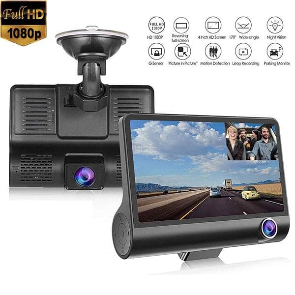 3 Lens Car Camera WDR Dashcam Full HD 1080P Car DVR- 01006301 5