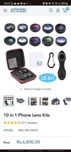 Apexel Mobile Camera Lenses 10 in 1 for Apple IPhone & Samsung Galaxy