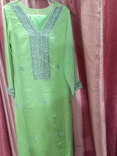 chiffon suit with silver handwork