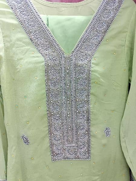 chiffon suit with silver handwork 1