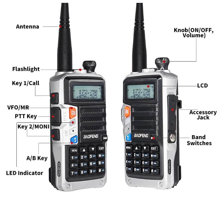 New 8-Watt Long Range 3Band Walkie talkie UVT2 Wirless Woki toki UV-T2 12