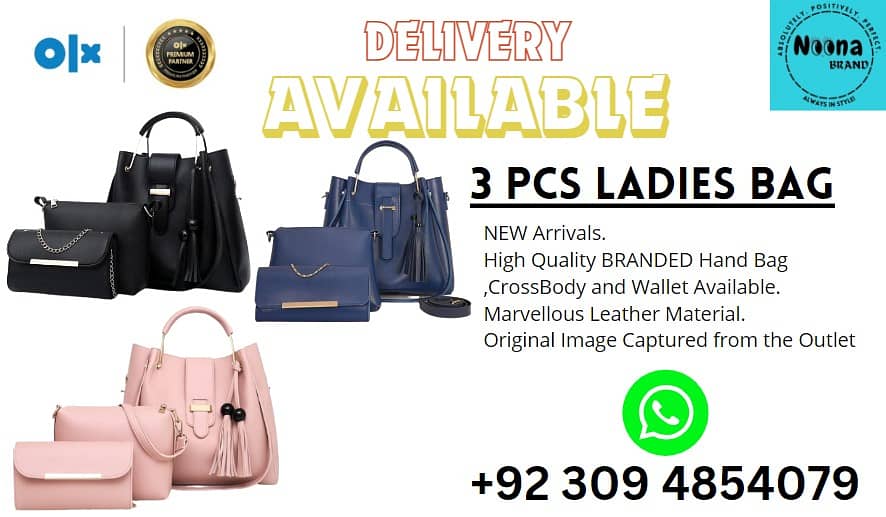 Ladies Bags/Shoulder Bag/ladies pouch |Girls Purse 3Pcs Pu Leather New 0