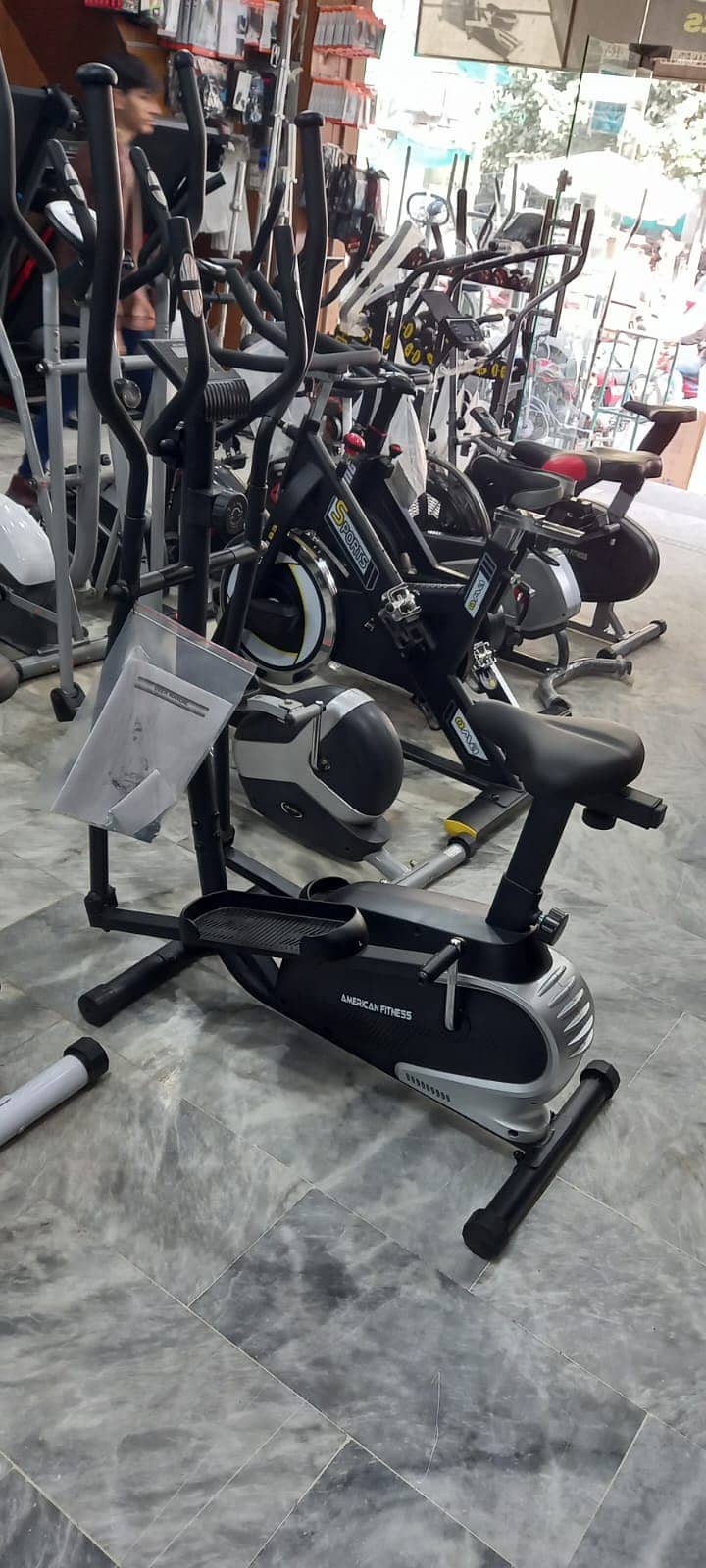 Exercise bike Elliptical Cros Trainer full body workout dumbbell plate 5