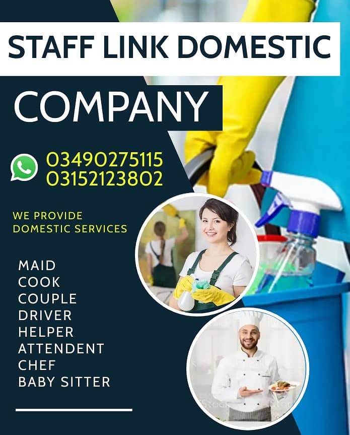 House maids , Babysitter , Patient care  ,Couples , Cook , Office Boy 0