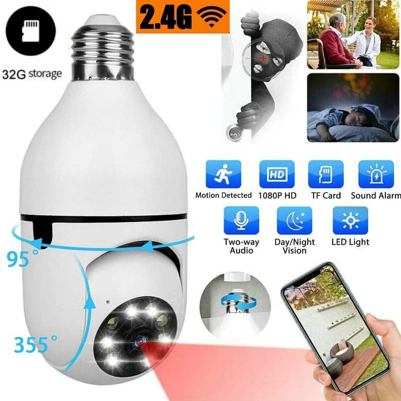 360° 1080P IP Light Bulb Wi-Fi Camera Smart Home Wireless Security 4