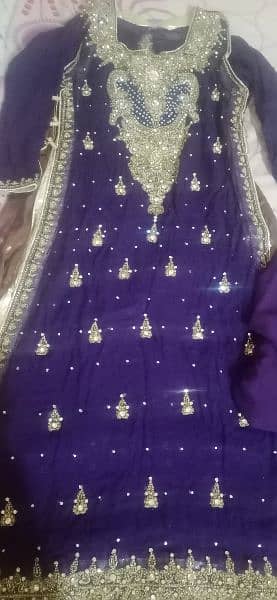 A purple dress with Golden work for sale 3 pc for sale 3