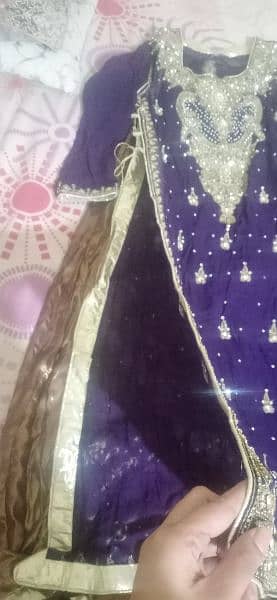 A purple dress with Golden work for sale 3 pc for sale 6