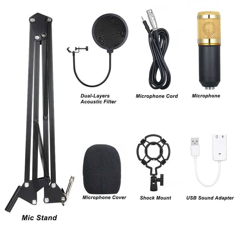 Bm 800 Condenser Mic Microphone +V8 Sound Complete Kit -Podcast Studio 9