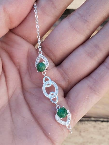 Natural Emeralds' Bracelet from Swat Pakistan in Sterling Silver 0