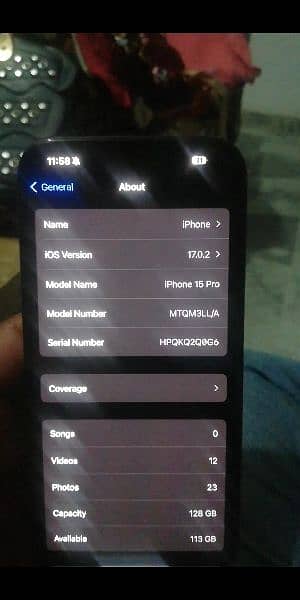 iphone 15pro black titanium with box 128gb. jv. LLA 1