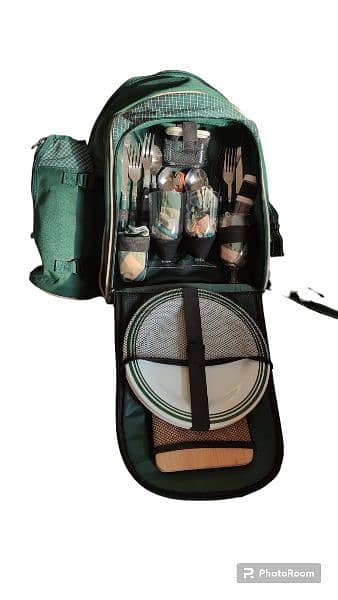 picnic bag with access i. e. plates spoons glasses forks knives etc 2