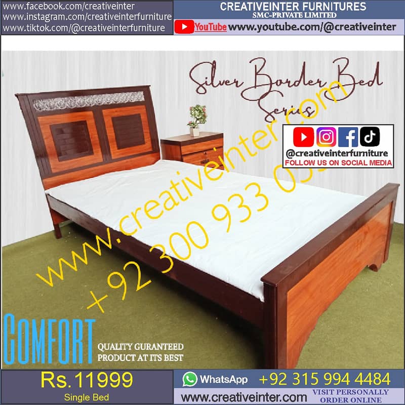 single double bed wood dressing almari table sofa chair set home 12