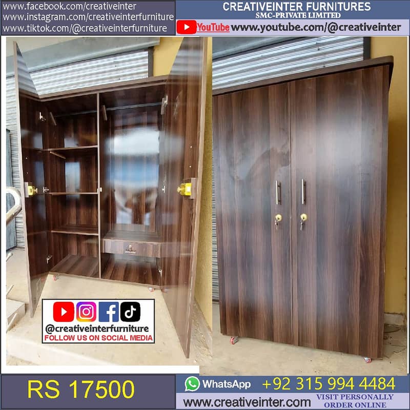 cupboard almari 6-4ft showcase wardrobe home hostel bed set dressing 14