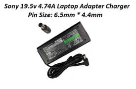 Sony 19.5v 4.74A 90W Laptop Adapter Charger Pin size: 6.5 mm * 4.4 mm