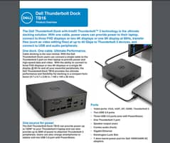 Dell Thunderbolt 3 Dock TB16 Ports: VGA, mDP, DP, HDMI, Thunderbolt3
