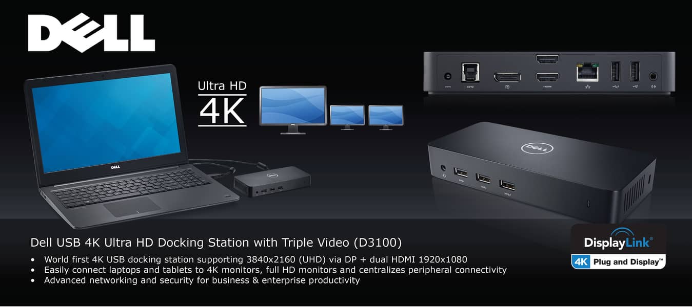 Dell USB 3.0 Ultra HD/4K Triple Display Docking Station (D3100) 10