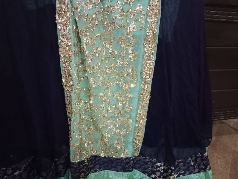 sky and navy blue full fancy frock and dupatta 2
