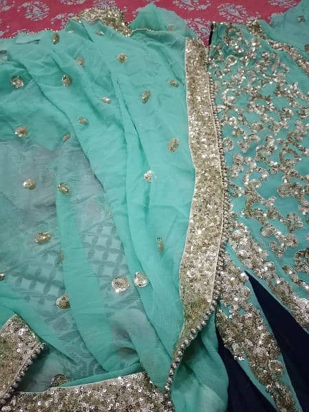 sky and navy blue full fancy frock and dupatta 3