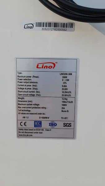 Lino tier One Panal 200 watts 10 plus amp 5 years warranty 25 life 2