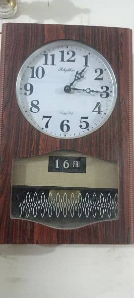 Antique Rhythm Wall Clock pendulum japan day date Vintage brass wooden 1