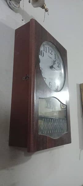 Antique Rhythm Wall Clock pendulum japan day date Vintage brass wooden 4