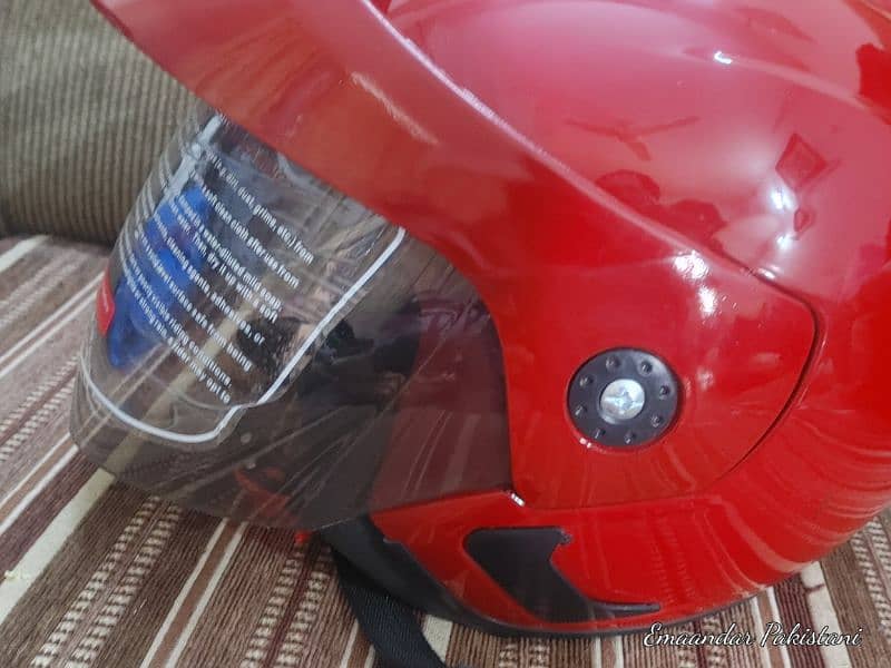 Open Face Helmet With Shed Red Stylish Good Condition Free Delivery 1