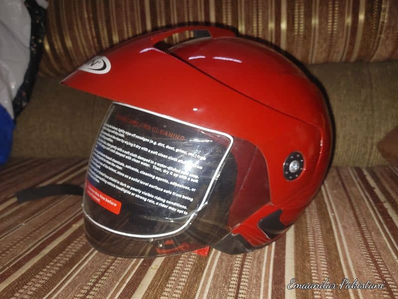 Open Face Helmet With Shed Red Stylish Good Condition Free Delivery 6