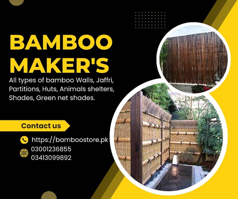 bamboo work/animal shelter/parking shades/wall Partitions/Jaffri shade 1