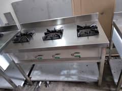 stove 3 burners size 24x43 inches stainless steel