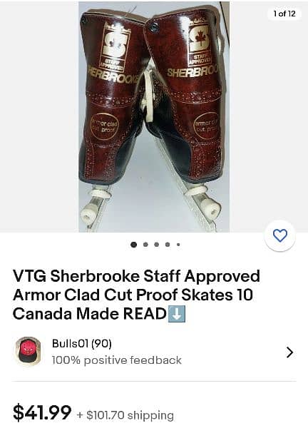 VTG Sherbrooke Approved  Armor Clad Cut Proof Skates 10 Canada Maden 14