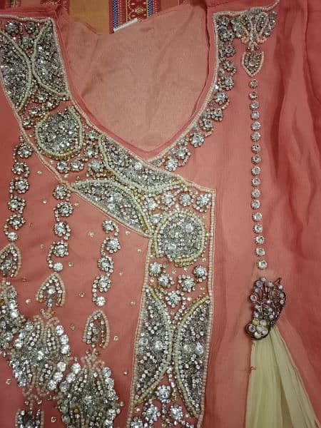 pink and off-white fancy frock dupatta and trouser selling 2