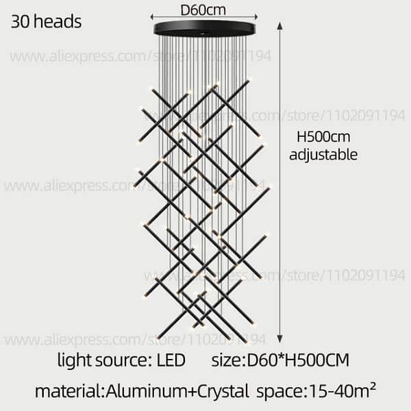 Chandeliers led road double height single height used 7