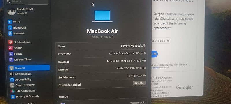 Mac book air retina late 2018 3