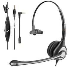 Wantek Cell Phone Headset Mono with Noise Canceling Mic, Wired Compute