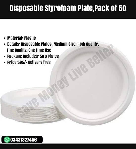 Disposable Styrofoam plates pack of 50&100 1