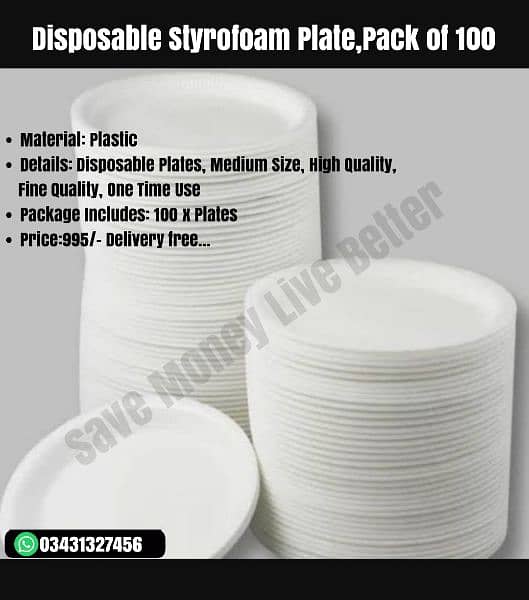 Disposable Styrofoam plates pack of 50&100 2