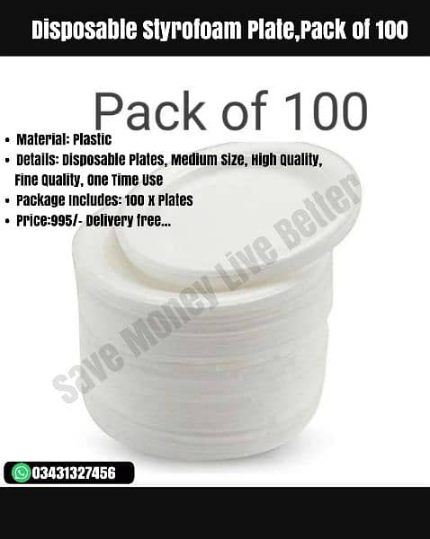 Disposable Styrofoam plates pack of 50&100 3
