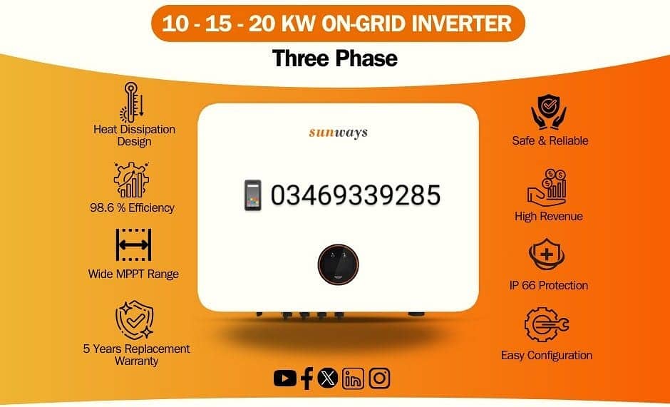 On Grid Inverters 10kw-15kw-20Kw ip 65 Avail. Across Pakistan-Sunways 2