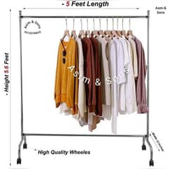 boutique hanging stand rack cloth hanging rack with tyre (brand new)